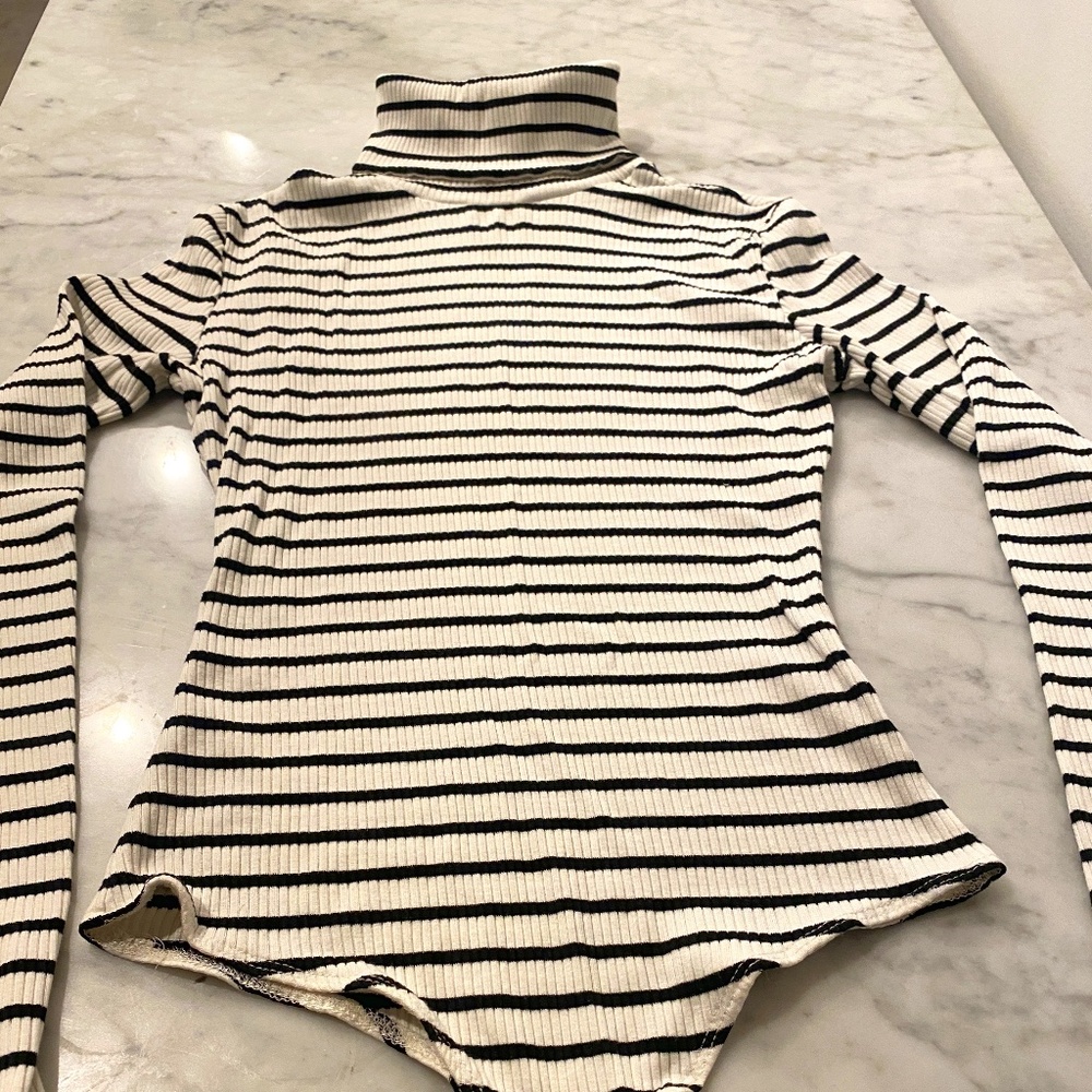 Striped turtleneck bodysuit